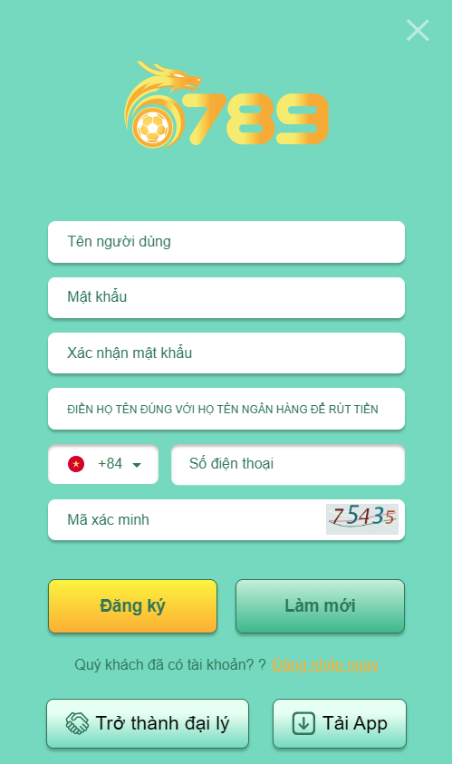 Giao diện điền thông tin cá nhân khi đăng ký 6789
