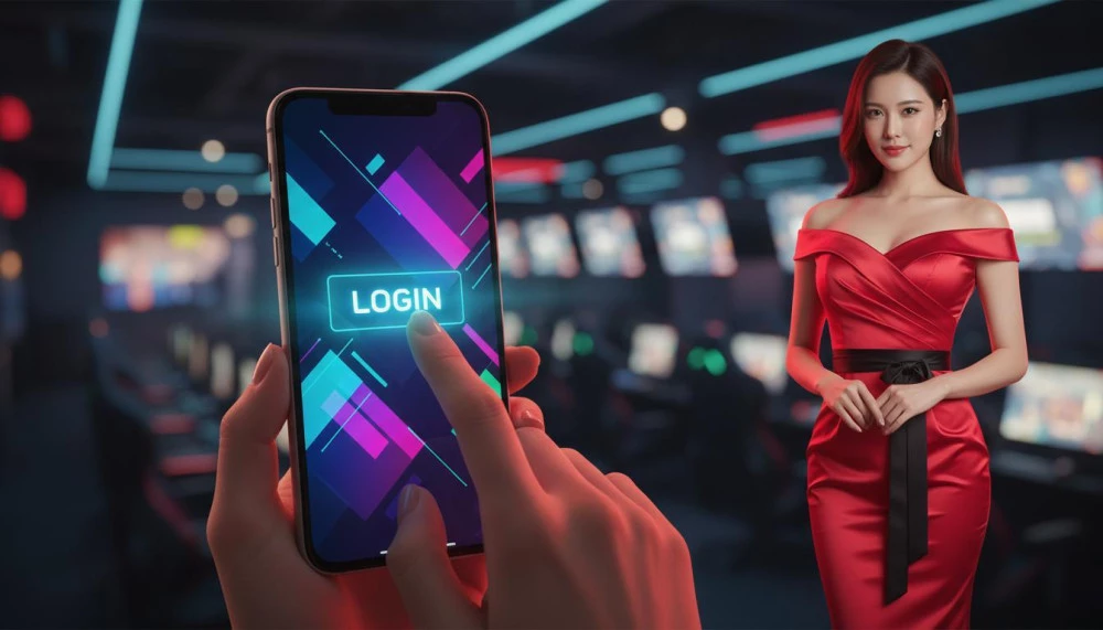 Thao tác nhấn nút đăng nhập trên điện thoại