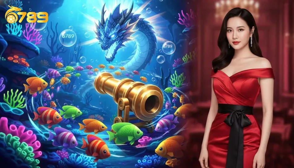 Giao diện game Bắn Cá 6789 sống động với đại dương huyền bí